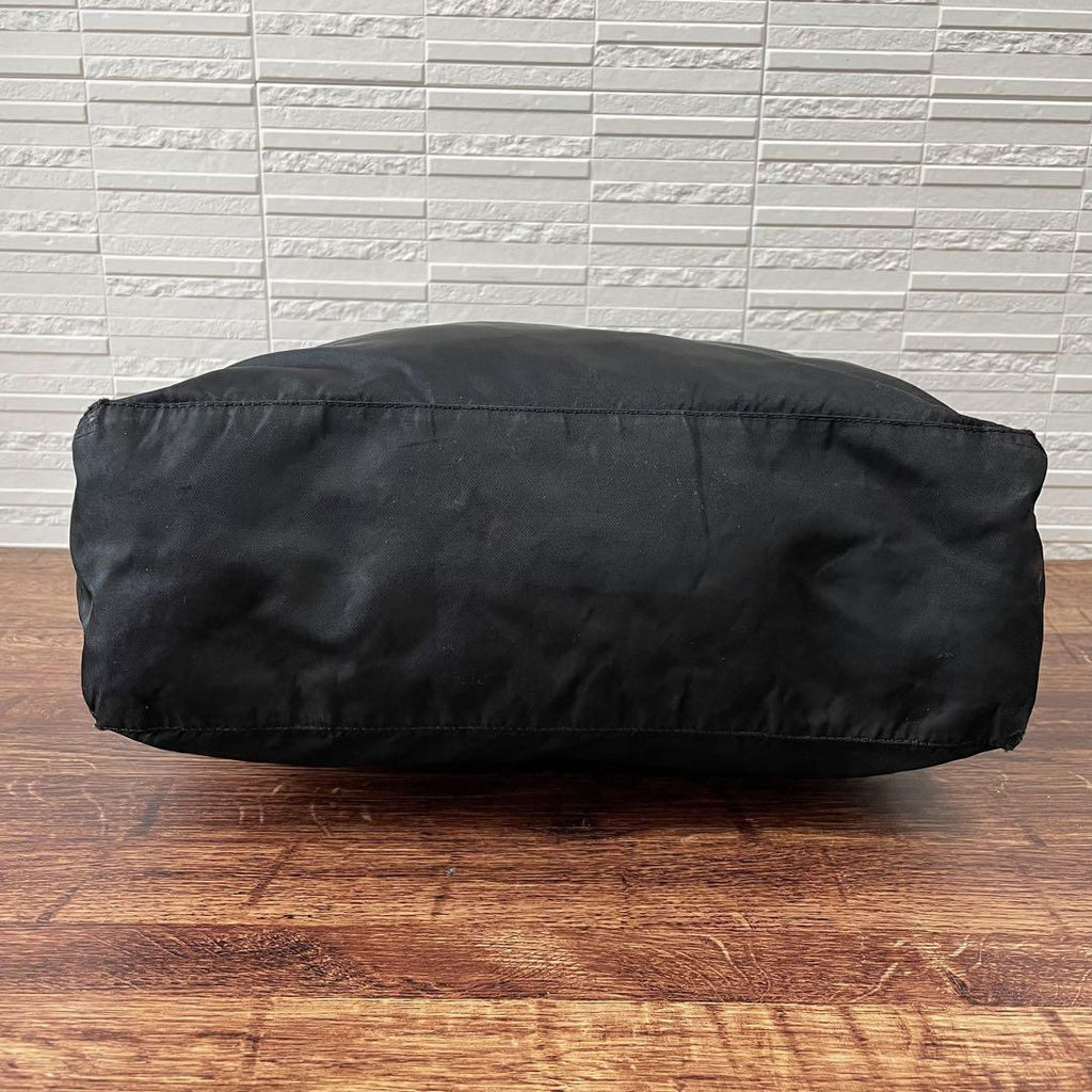 Prada Nylon Triangle Plate Logo Shoulder Tote Black — view 5