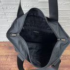 Prada Nylon Triangle Plate Logo Shoulder Tote Black — view 7