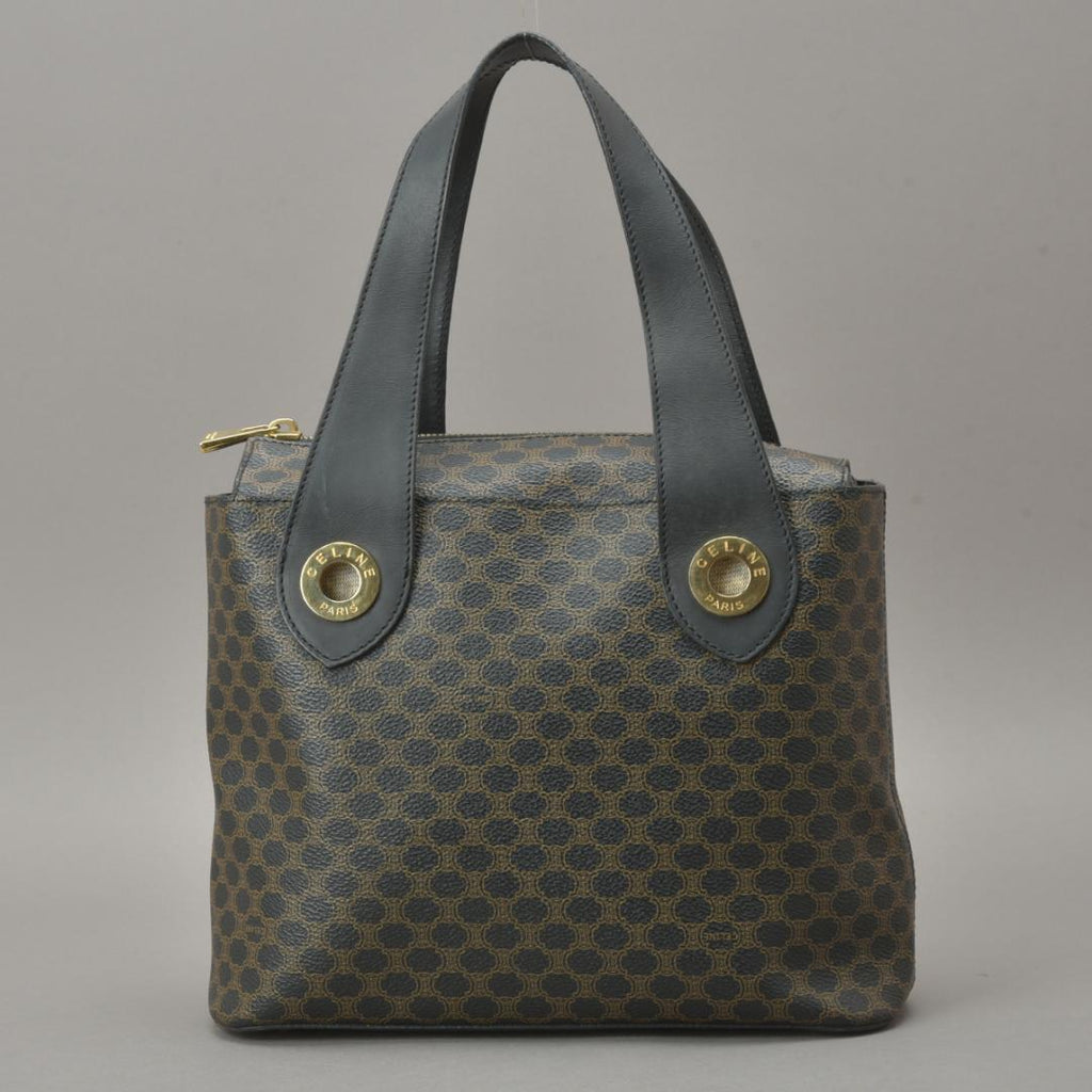 Celine Macadam Handbag Tote Leather Black Triomphe
