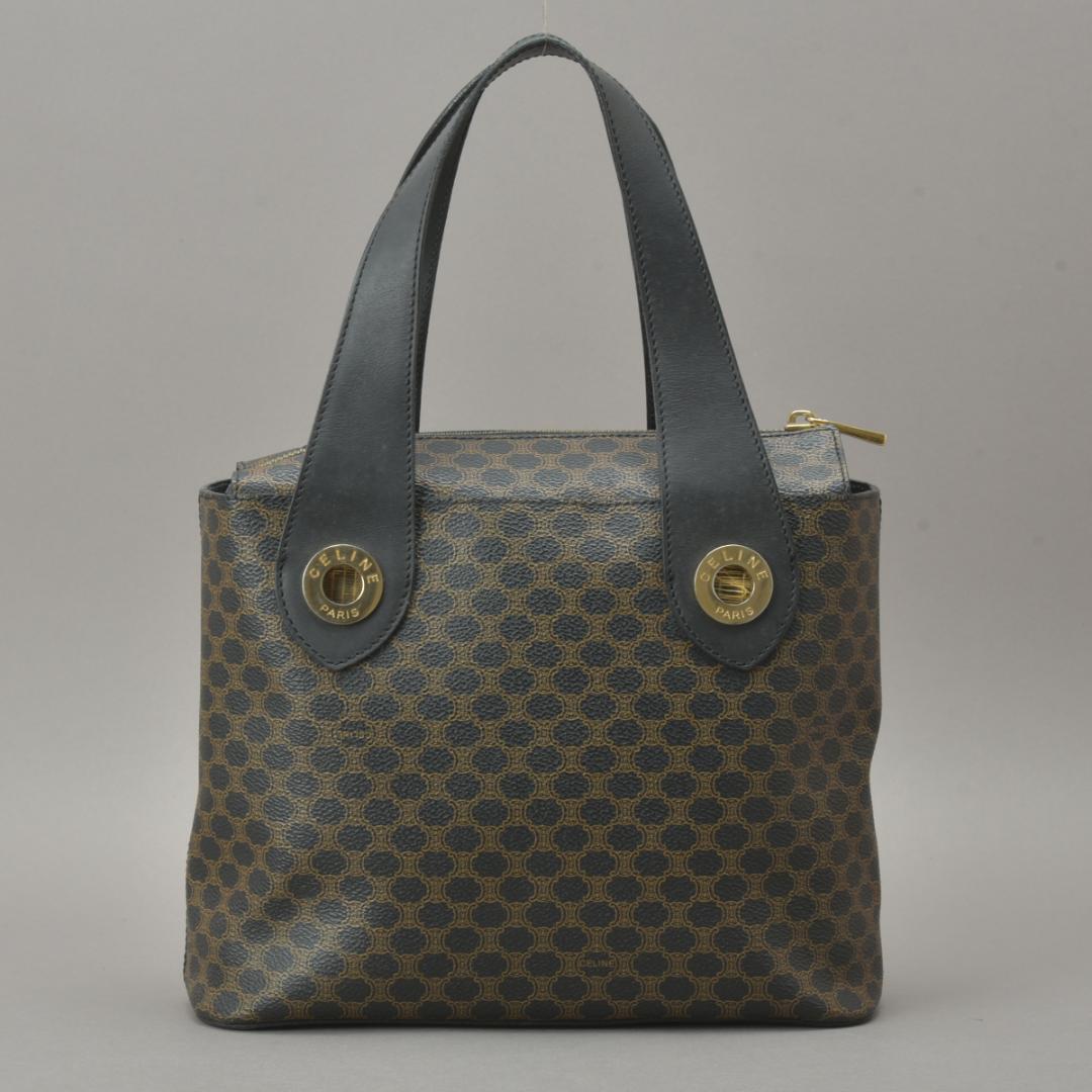 Celine Macadam Handbag Tote Leather Black Triomphe — view 3