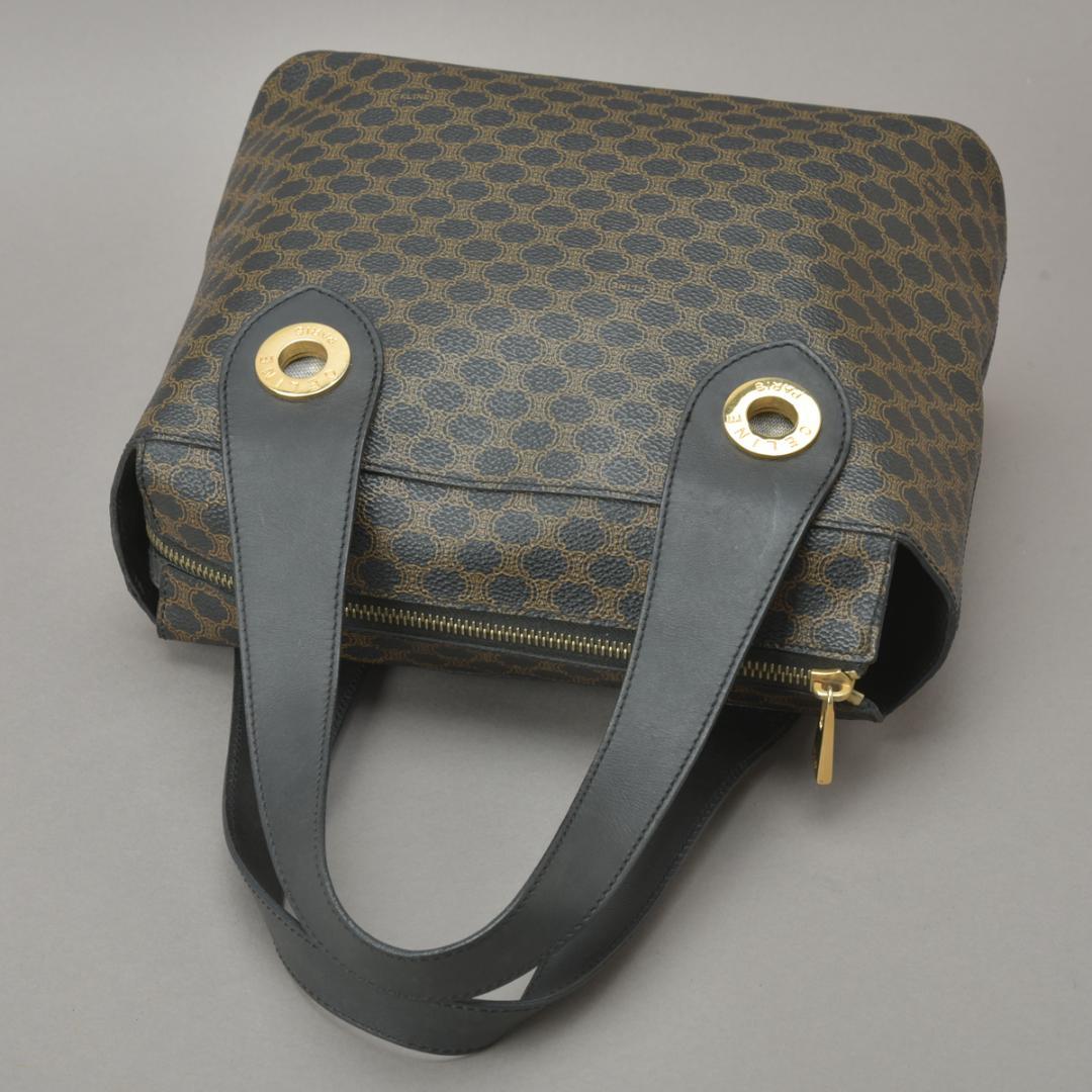 Celine Macadam Handbag Tote Leather Black Triomphe — view 4