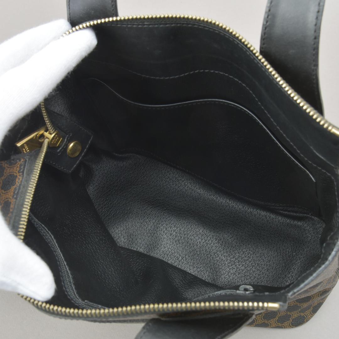 Celine Macadam Handbag Tote Leather Black Triomphe — view 6