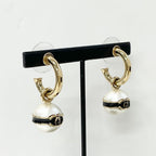 Chanel Earrings CC Logo Pearl Hoop Gold — view 7