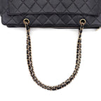 Chanel Quilted Jumbo CC Logo Chain Tote Bag Gold Caviar Leather — view 5