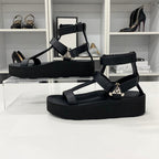 Hermes Enid Leather Diamant Buckle Ankle Strap Sandals — view 2
