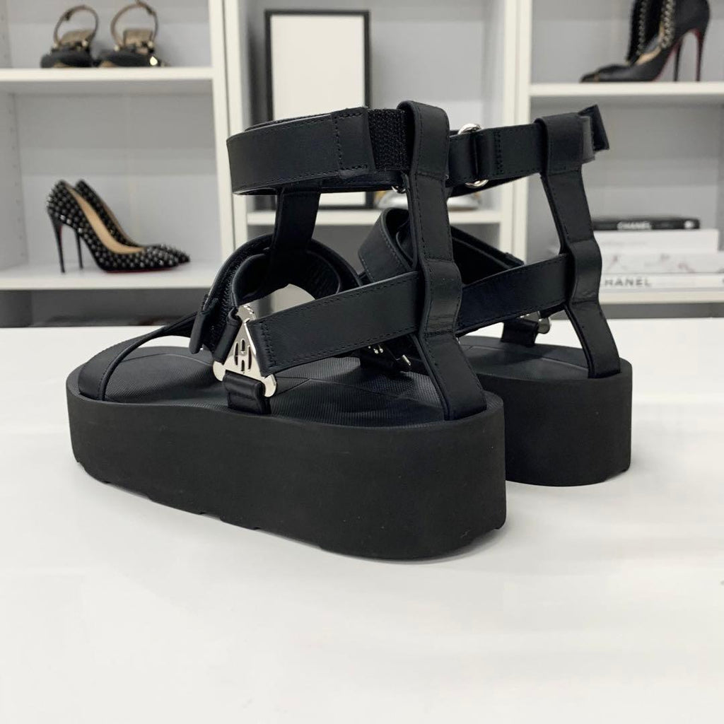 Hermes Enid Leather Diamant Buckle Ankle Strap Sandals — view 5
