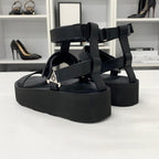 Hermes Enid Leather Diamant Buckle Ankle Strap Sandals — view 5