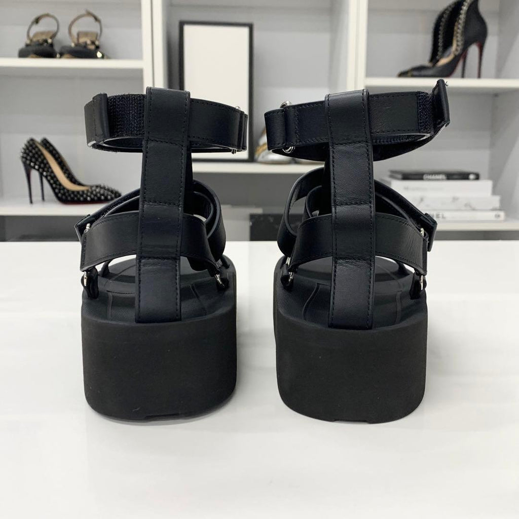 Hermes Enid Leather Diamant Buckle Ankle Strap Sandals — view 6
