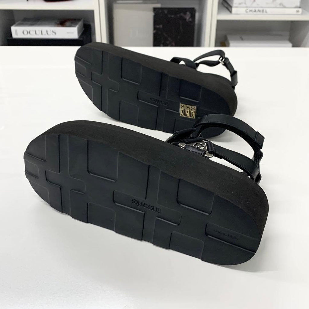 Hermes Enid Leather Diamant Buckle Ankle Strap Sandals — view 7