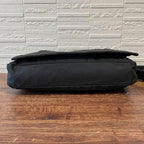 Prada Nylon Leather Triangle Plate Logo Shoulder Bag Black