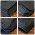 Prada Nylon Leather Triangle Plate Logo Shoulder Bag Black