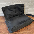 Prada Nylon Leather Triangle Plate Logo Shoulder Bag Black
