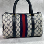 Gucci GG Sherry Line Boston Bag Navy Leather Logo — view 3