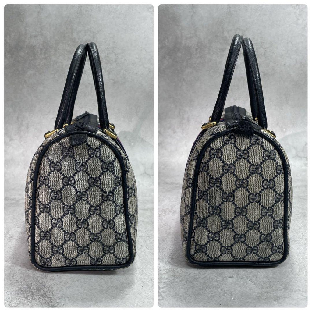 Gucci GG Sherry Line Boston Bag Navy Leather Logo — view 7