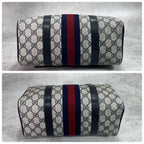 Gucci GG Sherry Line Boston Bag Navy Leather Logo — view 8