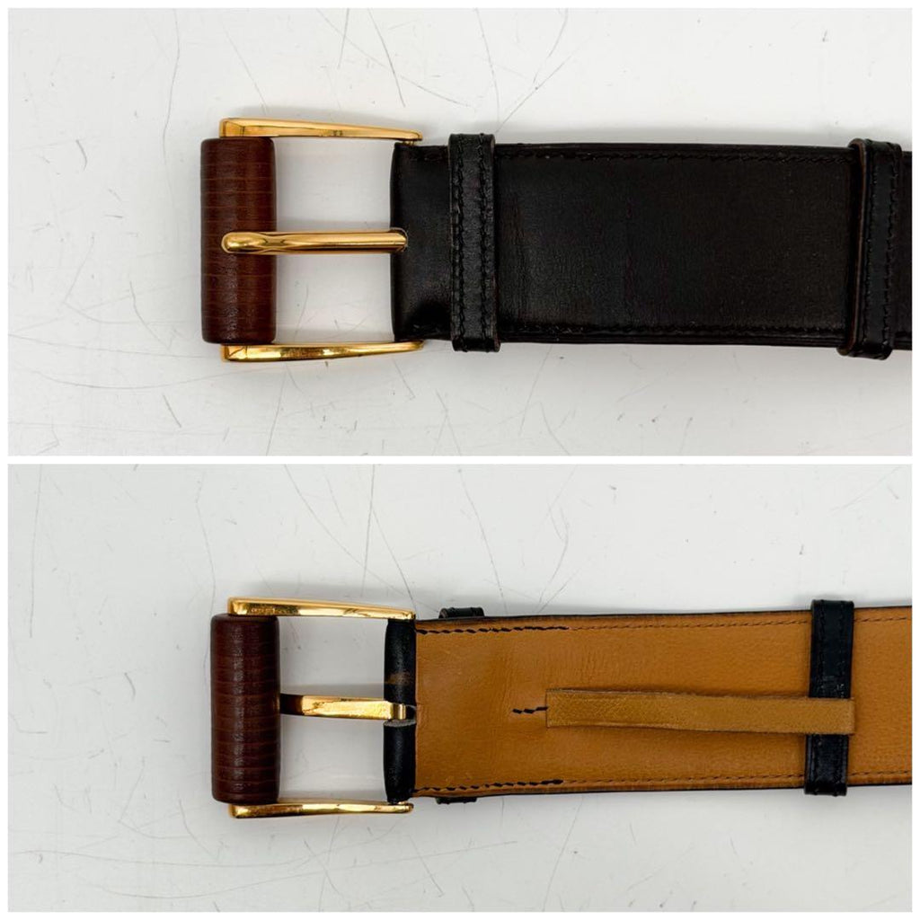 Hermes Wood Leather Belt Black Vintage — view 4