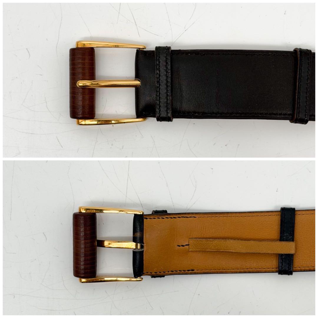 Hermes Wood Leather Belt Black Vintage — view 4