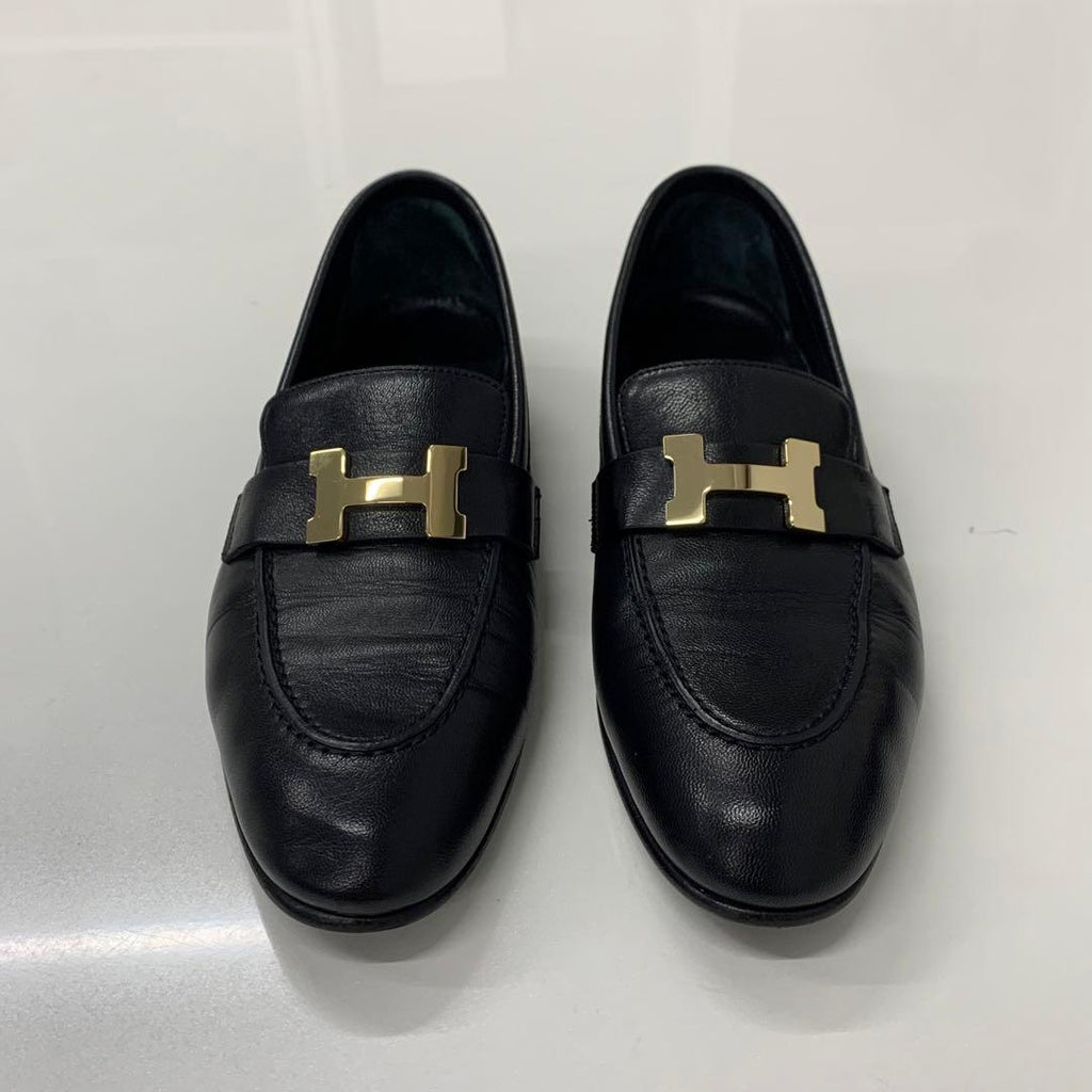 Hermes Paris Leather Loafers Black — view 2