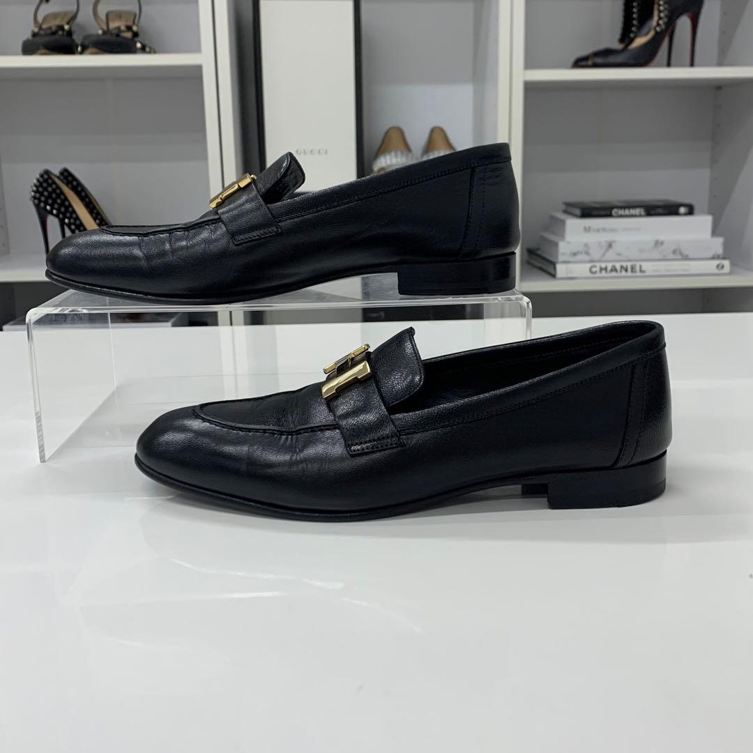 Hermes Paris Leather Loafers Black — view 3