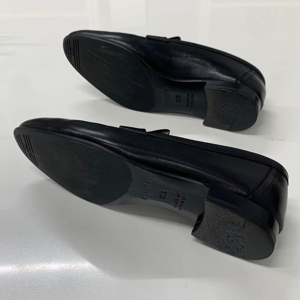 Hermes Paris Leather Loafers Black — view 6