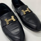 Hermes Paris Leather Loafers Black — view 9