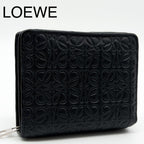 Loewe Repeat Anagram Bifold Black Compact Zip Mini Wallet