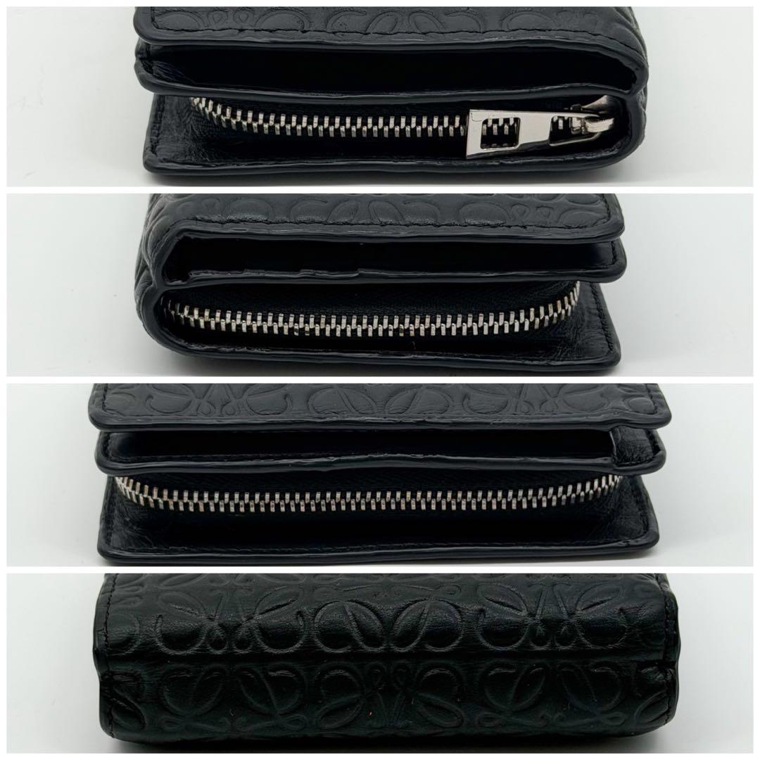 Loewe Repeat Anagram Bifold Black Compact Zip Mini Wallet — view 4