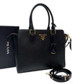 Prada Logo Saffiano Shoulder Bag 2-Way Black