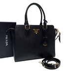 Prada Logo Saffiano Shoulder Bag 2-Way Black