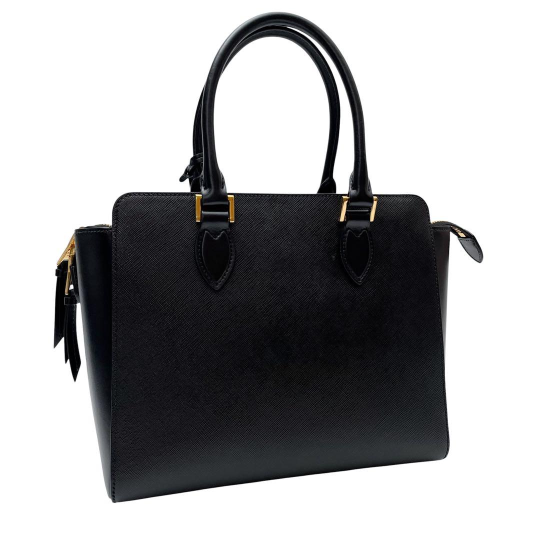 Prada Logo Saffiano Shoulder Bag 2-Way Black — view 2