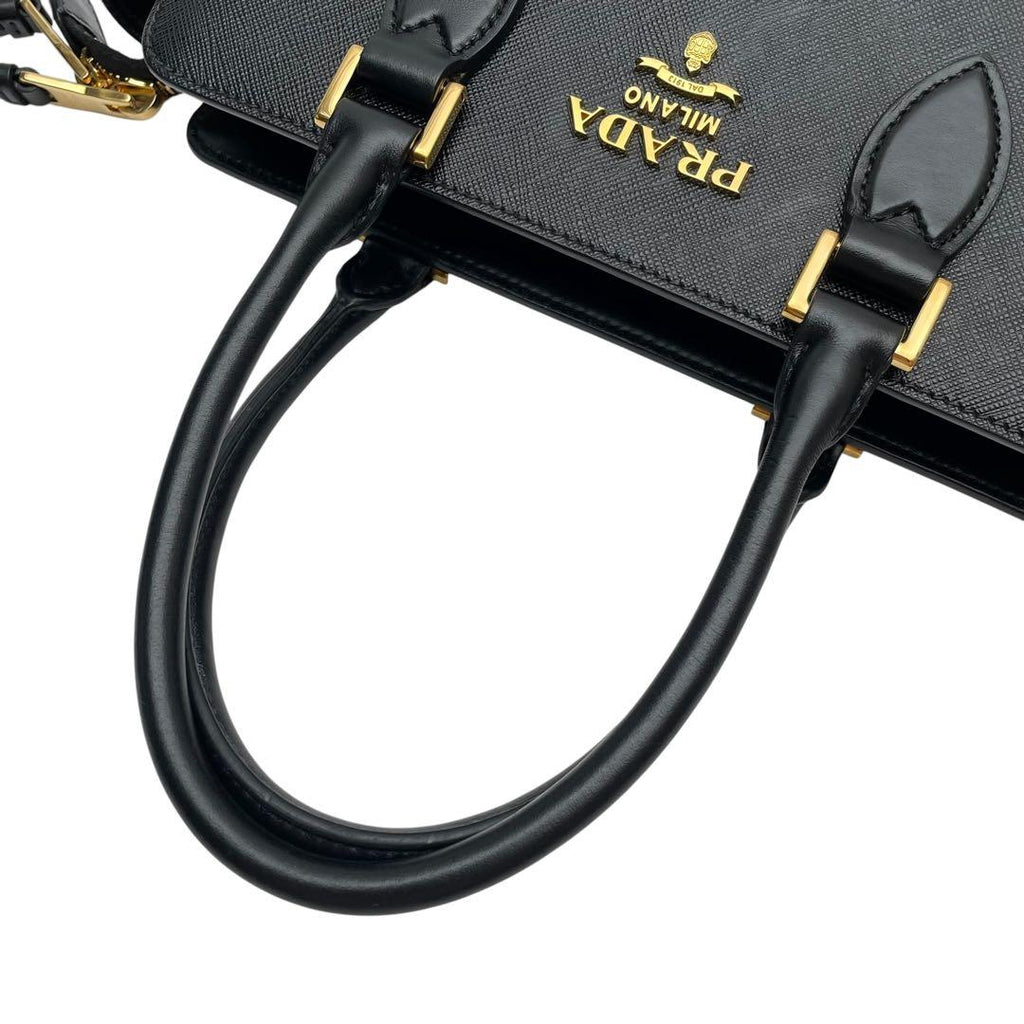 Prada Logo Saffiano Shoulder Bag 2-Way Black — view 6
