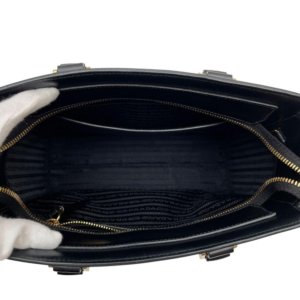Prada Logo Saffiano Shoulder Bag 2-Way Black — view 7