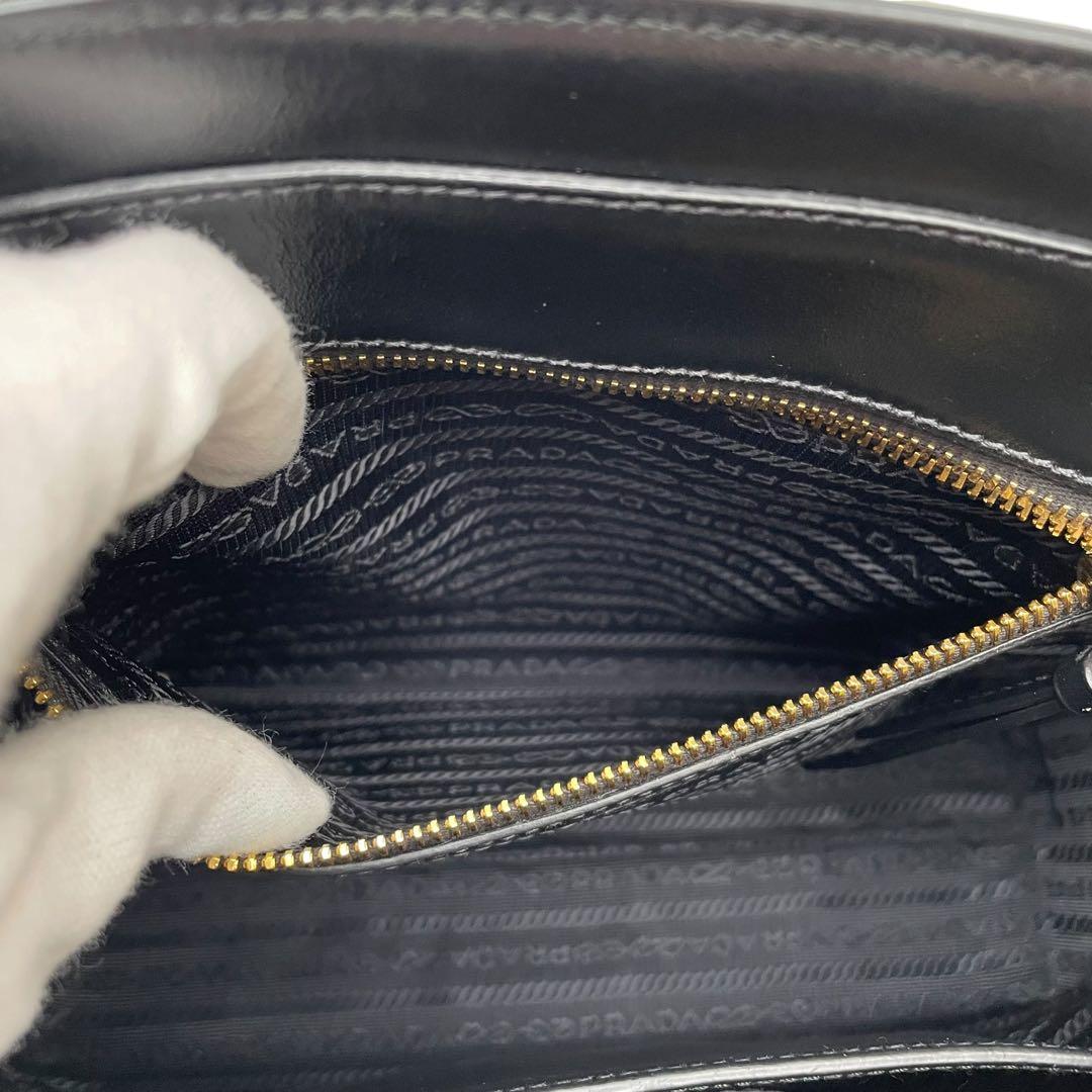 Prada Logo Saffiano Shoulder Bag 2-Way Black — view 8