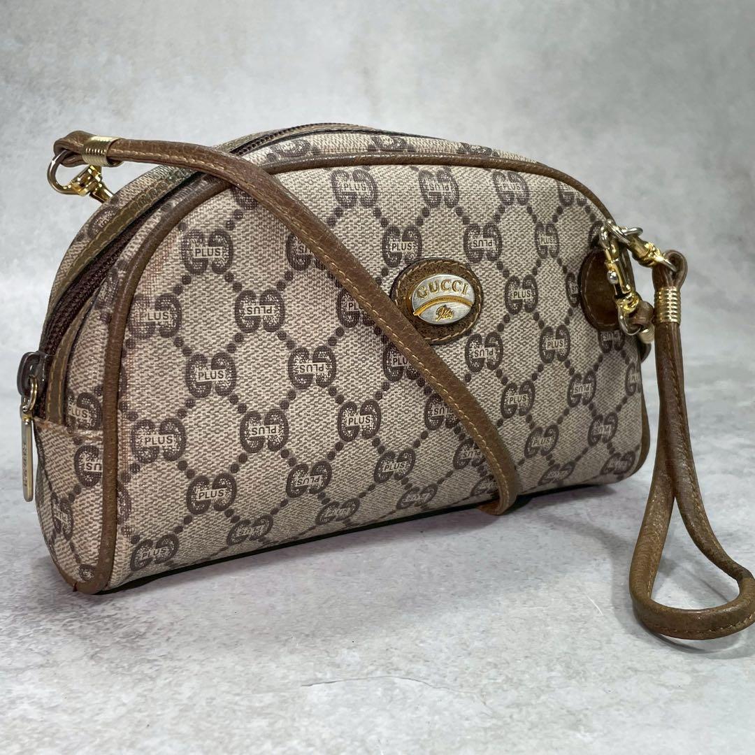 Gucci GG Shoulder Bag Brown Beige Leather Logo