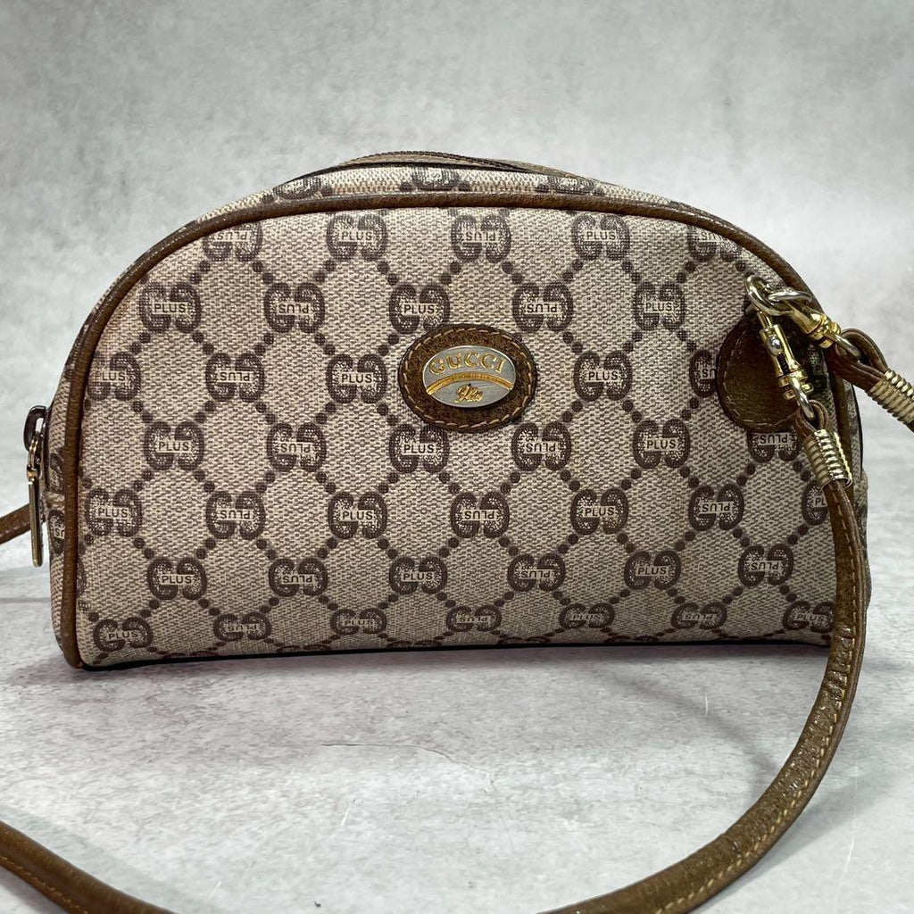 Gucci GG Shoulder Bag Brown Beige Leather Logo — view 2