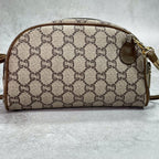 Gucci GG Shoulder Bag Brown Beige Leather Logo — view 3