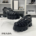 Prada Monolith Ruba Triangle Logo Sandals Black