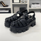 Prada Monolith Ruba Triangle Logo Sandals Black — view 3