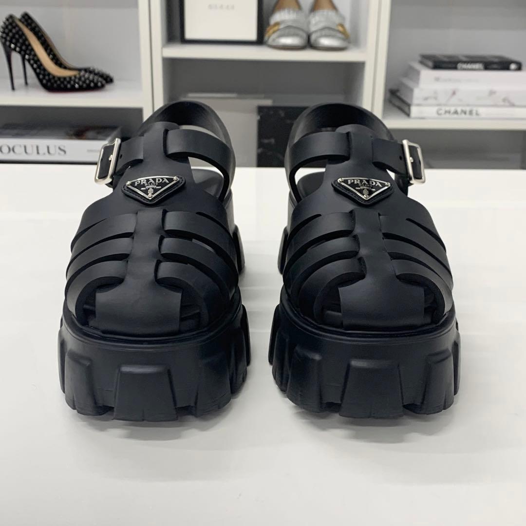 Prada Monolith Ruba Triangle Logo Sandals Black — view 4