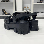 Prada Monolith Ruba Triangle Logo Sandals Black — view 5