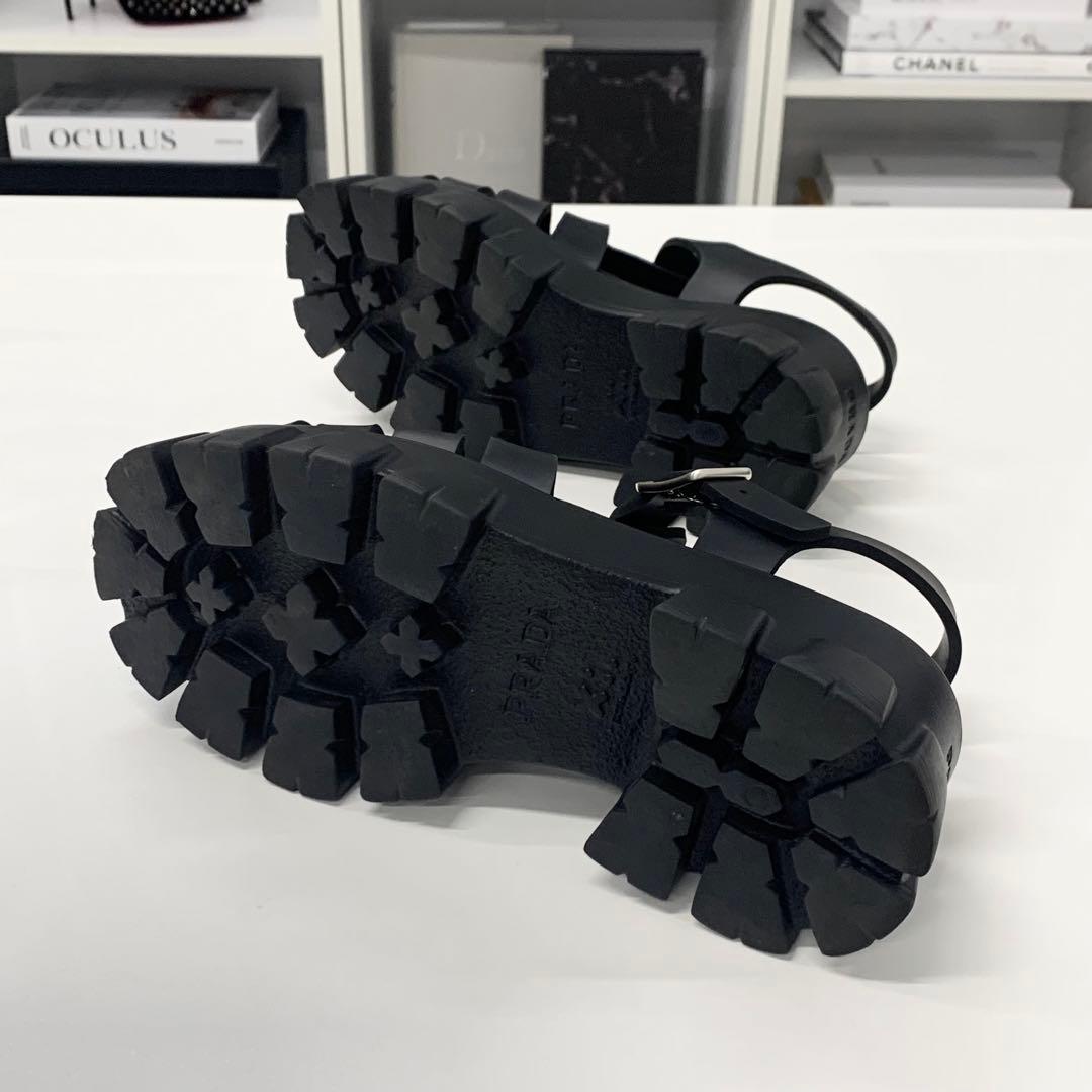 Prada Monolith Ruba Triangle Logo Sandals Black — view 7