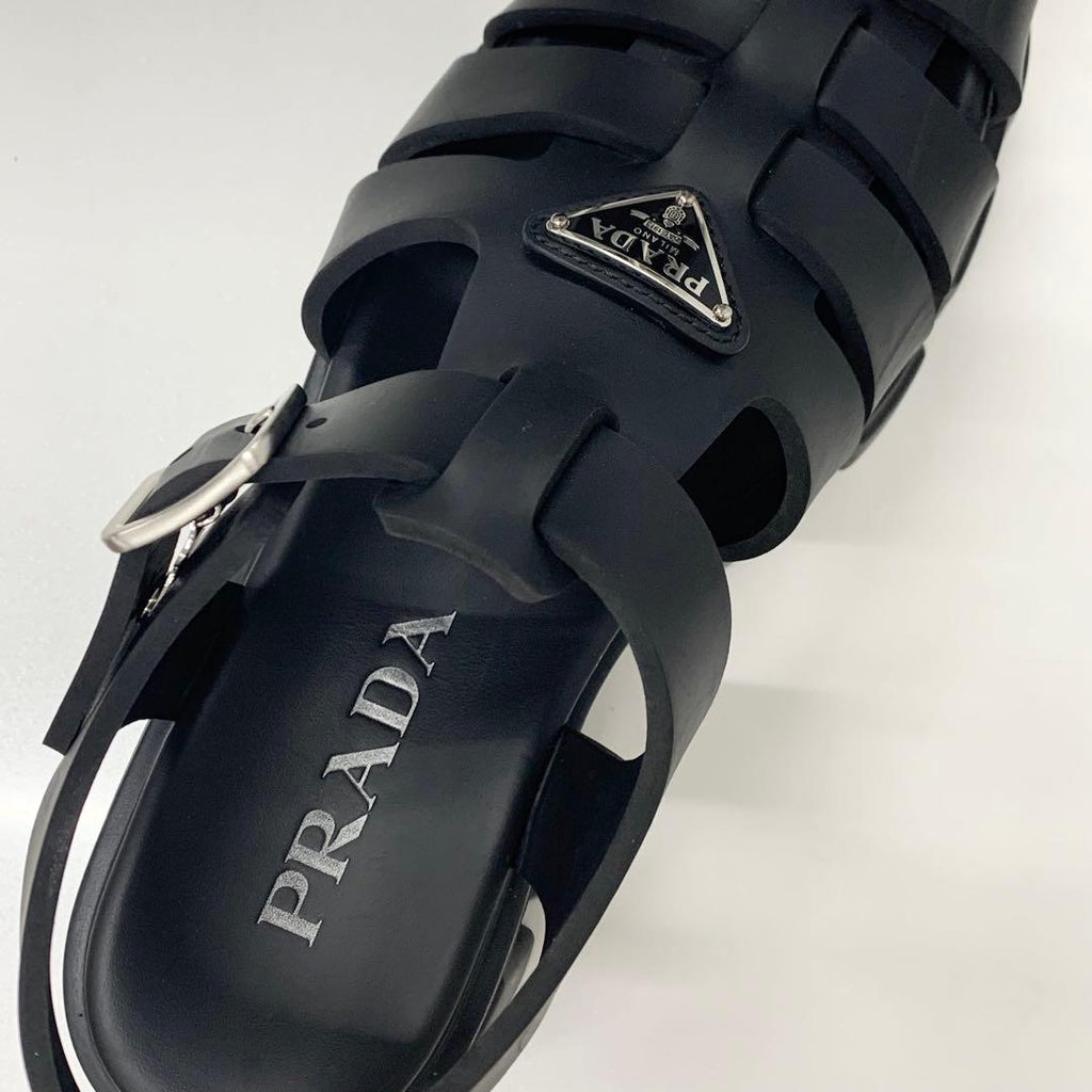 Prada Monolith Ruba Triangle Logo Sandals Black — view 8