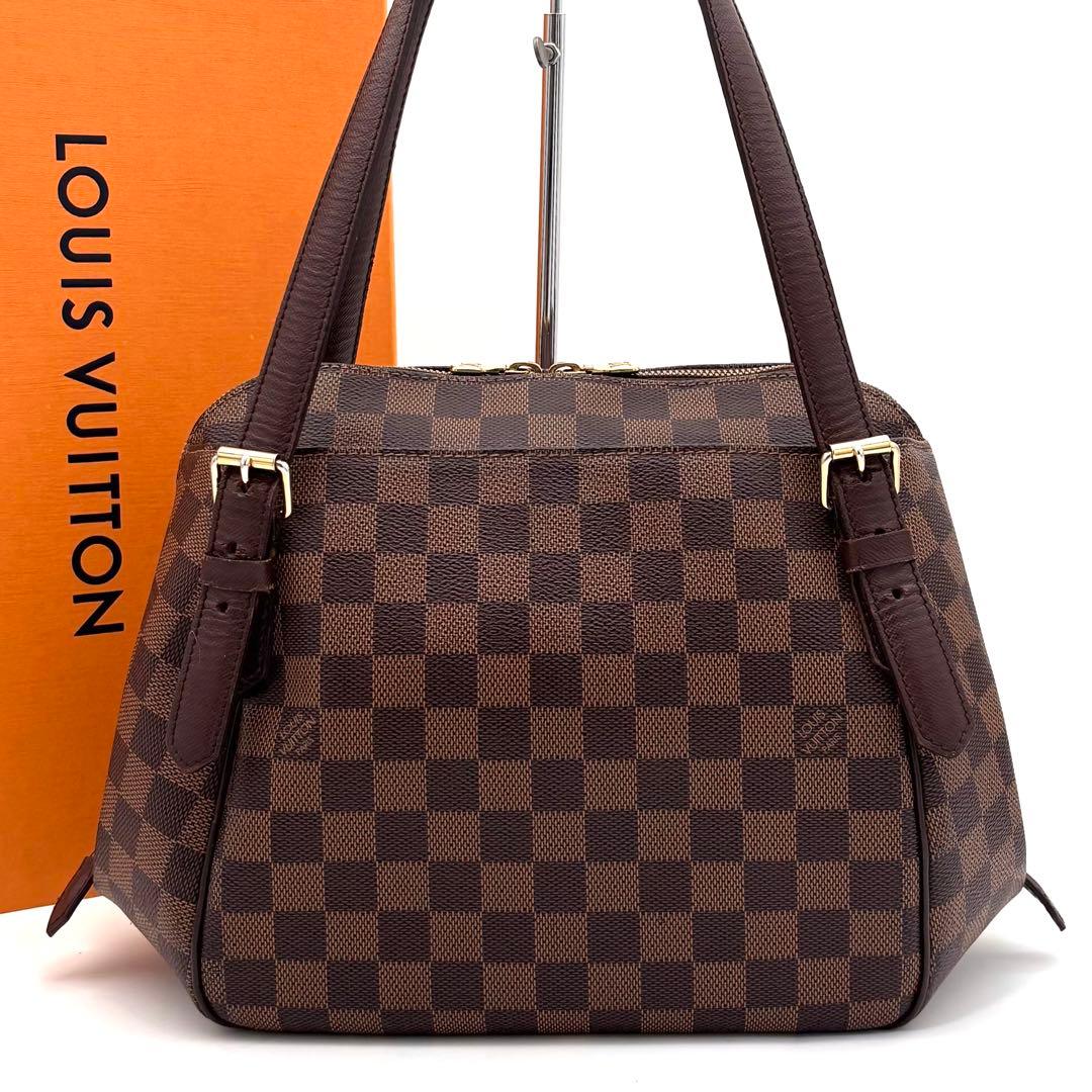 Louis Vuitton Belem MM Ebene Handbag Brown Tote