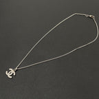 Chanel CC Logo Necklace Rhinestone Icon Silver — view 4