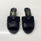 Chanel CC Logo Leather Ribbon Sandals Black — view 2