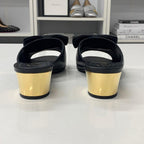 Chanel CC Logo Leather Ribbon Sandals Black — view 5