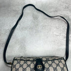 Gucci GG Shoulder Bag Navy Beige Logo Leather — view 4