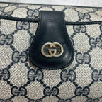 Gucci GG Shoulder Bag Navy Beige Logo Leather — view 5