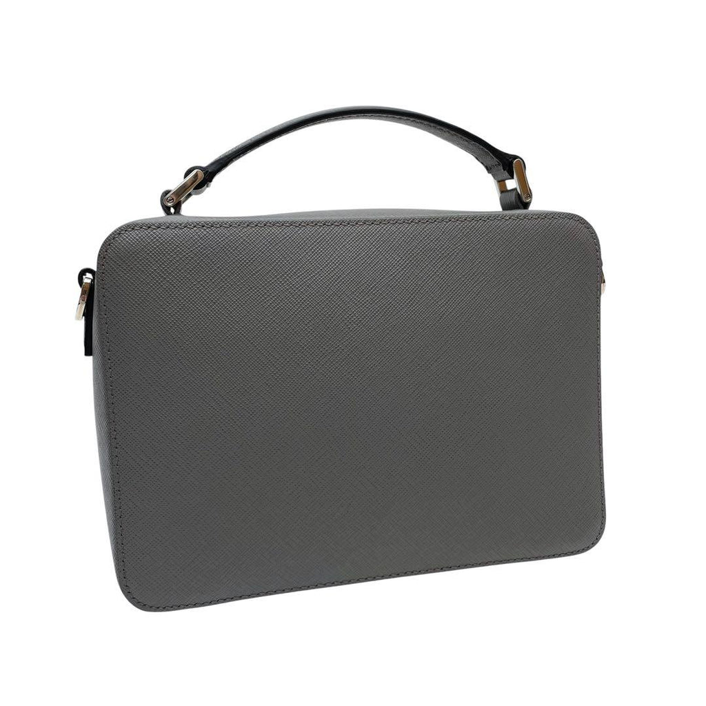 Prada Saffiano Leather Brick Shoulder Bag Gray — view 2