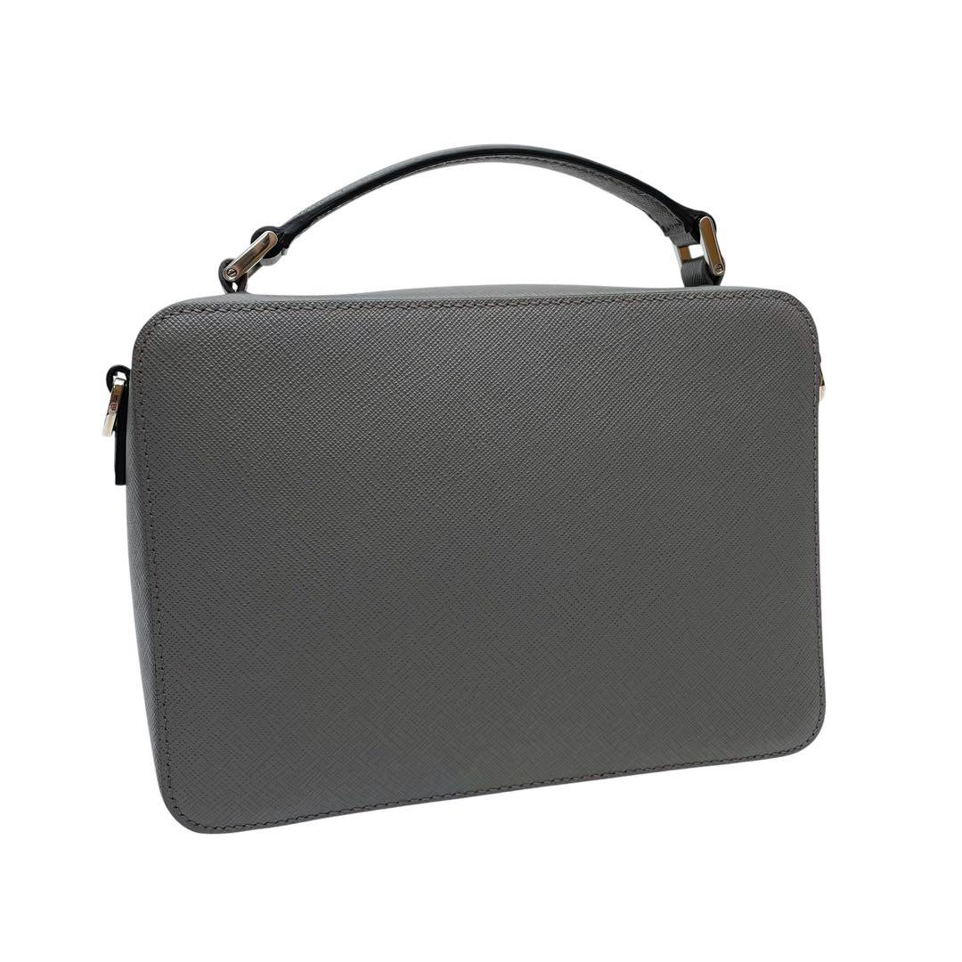 Prada Saffiano Leather Brick Shoulder Bag Gray — view 2